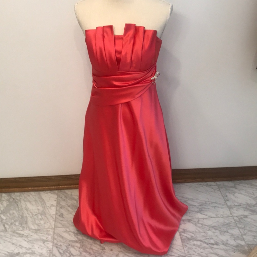 Coral Strapless Dress with 3/4  Matching Jacket
